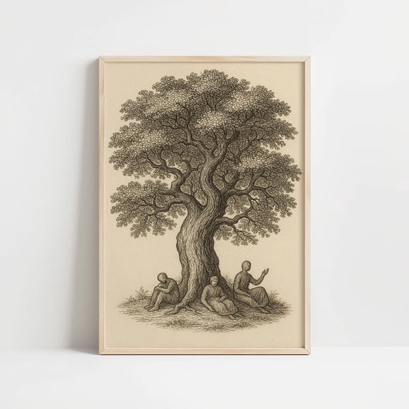 Tree of Life Etching Vintage Academia, Unframed Paper Print Size 8x12