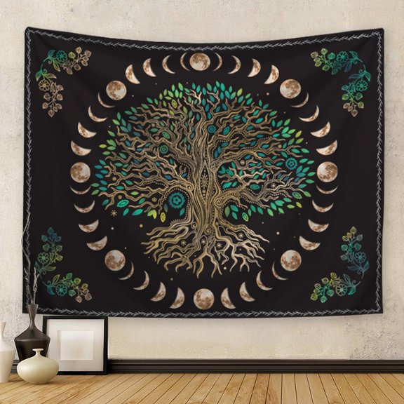 Tree of Life Flower Sun Moon Hippie Tapestries Polyester Mandala Wall Hanging Tapestry Tree of Life Pattern 1300x1500mm