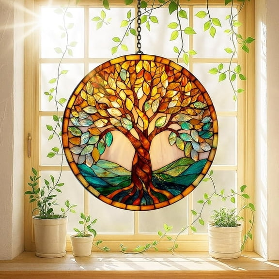 Tree of Life GLASS SUNCATCHER Celtic Tree Of Life Window Hanging Gift for Her Wildlife Tree of Life Memorial Gift Remembrance Gift