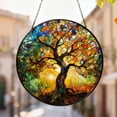 thumbnail image 1 of Tree of Life Glass Suncatcher, Colorful Window Hanging, Boho Decor, 3.5 in, 1 of 3