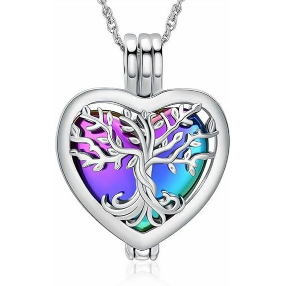 Tree of Life Heart Cremation Jewelry for Ashes - Heart Urn Necklace for Ashes with Mini Keepsake Urn Pendant Memorial Human / Pet Ashes Jewelry