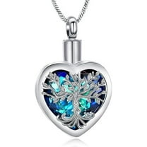 Tree of Life Heart Urn Necklace Memorial Cremation Jewelry Ashes Keepsake Urns Pendant Necklace for Ashes W/Funnel Filler