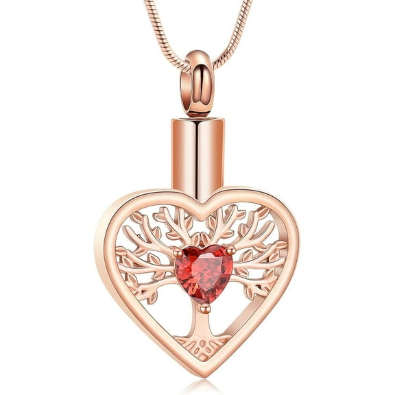Tree of Life Heart Urn Necklace for Ashes for Women Cremation Jewelry for Loved Ones Memorial Locket Keepsake Pendant for Human Ash Holder