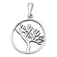 thumbnail image 1 of Tree of Life Hoop Pendant .925 Sterling Silver Open Cutout Branch Charm Jewelry Female Unisex, 1 of 3