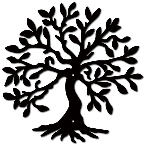 Tree of Life Metal Wall Art Decor Rustic Sign Black Wall Sculptures Decorative Hanging Ornament Iron for Home Living Room