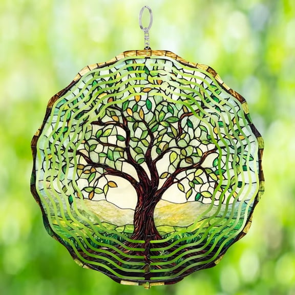 Tree of Life Metal Wind Spinner 3D Hanging Nature Spiritual Garden Decor