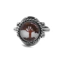 thumbnail image 1 of Tree of Life Mini Round Acrylic Chip Stone Inlay Silver Metal Rope Edge Adjustable Ring - Womens Fashion Handmade Jewelry Boho Accessories, 1 of 3