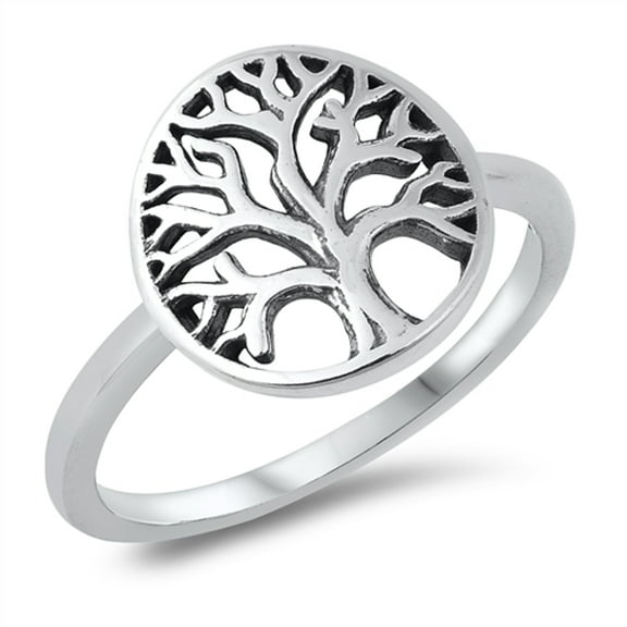 Tree of Life Modern Promise Ring .925 Solid Sterling Silver Band Jewelry Female Male Unisex Size 4