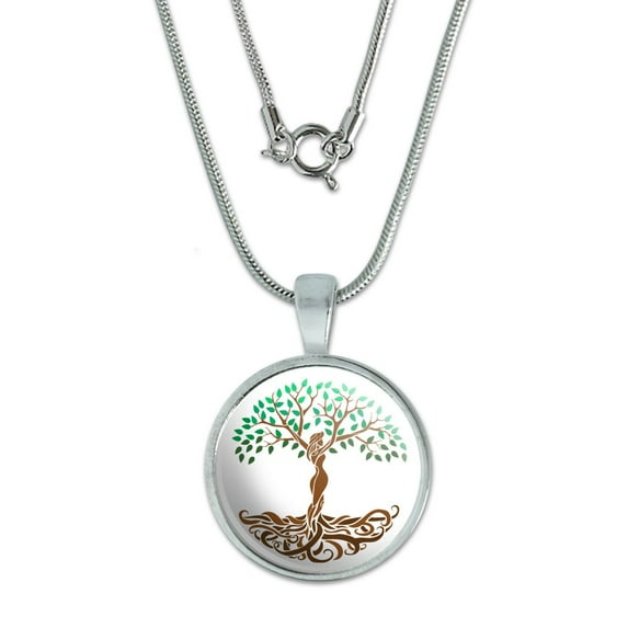 Tree of Life Mother Nature 0.75" Pendant with Sterling Silver Plated Chain