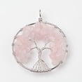 thumbnail image 1 of Tree of Life Natural Rose Quartz Big Pendants with Brass Findings Platinum 63~65x49~51x8~10mm Hole: 8~10mm DIY, 1 of 1