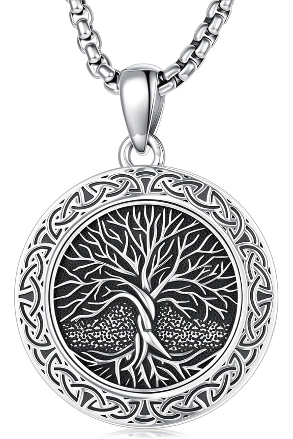 Tree of Life Necklace 925 Sterling Silver Celtic Leafless Family Tree Pendant Necklaces Jewelry for Men Women, w/Stainless Steel Chain 22+2