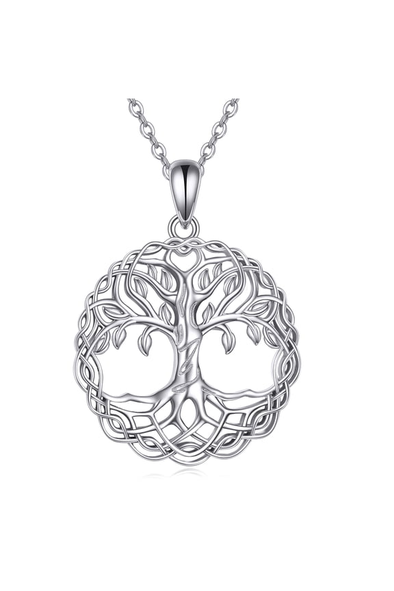 Tree of Life Necklace 925 Sterling Silver Celtic Tree Pendant Necklace Family Tree Jewelry Birthday Christmas Gifts for Women