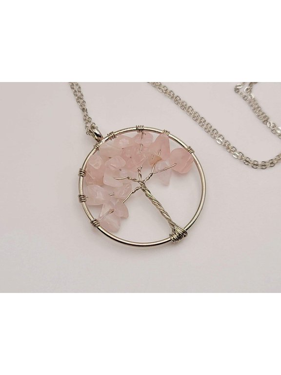 Tree of Life Necklace- Chakra Necklace Rose Quartz