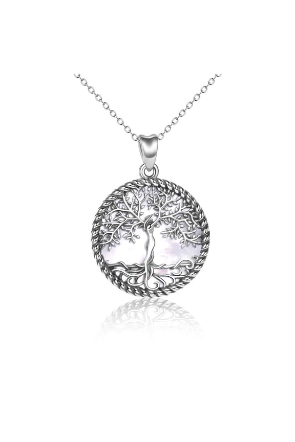 Tree of Life Necklace Sterling Silver Family Tree Pendant Necklace Jewelry for Mom Women Christmas Gifts