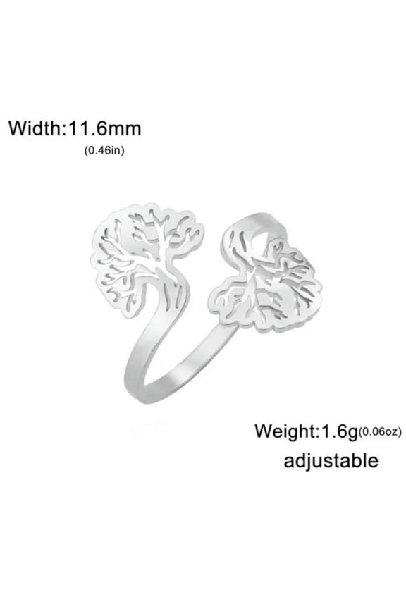 Tree of Life Open Adjustable Women Rings Stainless Steel Jewelry Gift For Daily