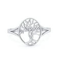 thumbnail image 1 of Tree of Life Oval Split Shank Statement Ring 925 Sterling Silver Gift for Her Size 7, 1 of 3