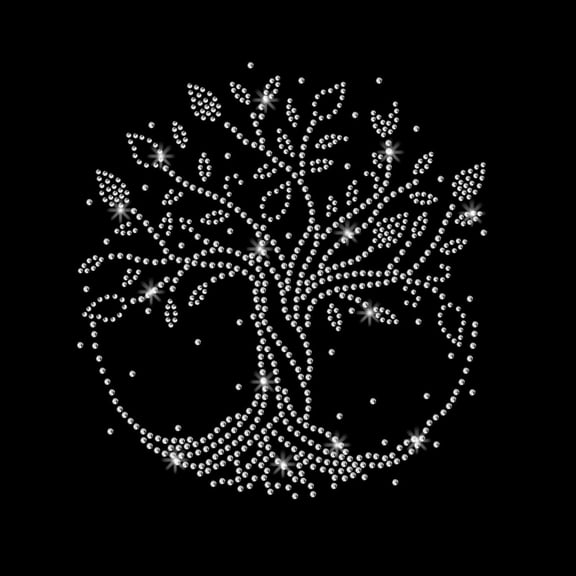Tree of Life Rhinestone Iron on Hotfix Heat Transfer Decal Bling Rhinestone Decals Rhinestone Heat Transfer Patch Clothing Repair Applique for DIY