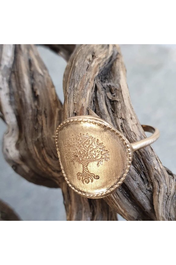 Tree of Life Ring Gold Plated Alloy Metal European Style Ring Festival Gift Individually Packed Customizable Ring for