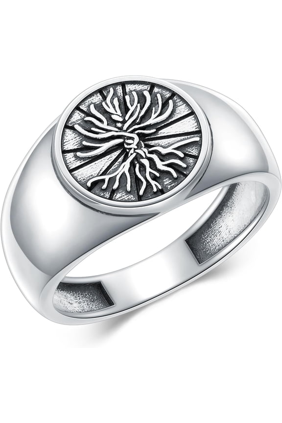 Tree of Life Ring for Men 925 Sterling Silver Signet Ring Jewelry Gifts for Men Women