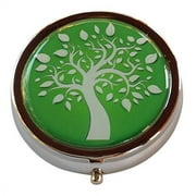 Tree of Life Round Three Section Fashion Pocket/Purse/Travel Pill Box Case