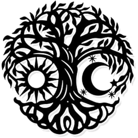 Tree of Life Shape Silhouette Black Wall Hanging Metal Decoration for Home Office Wall Decoration