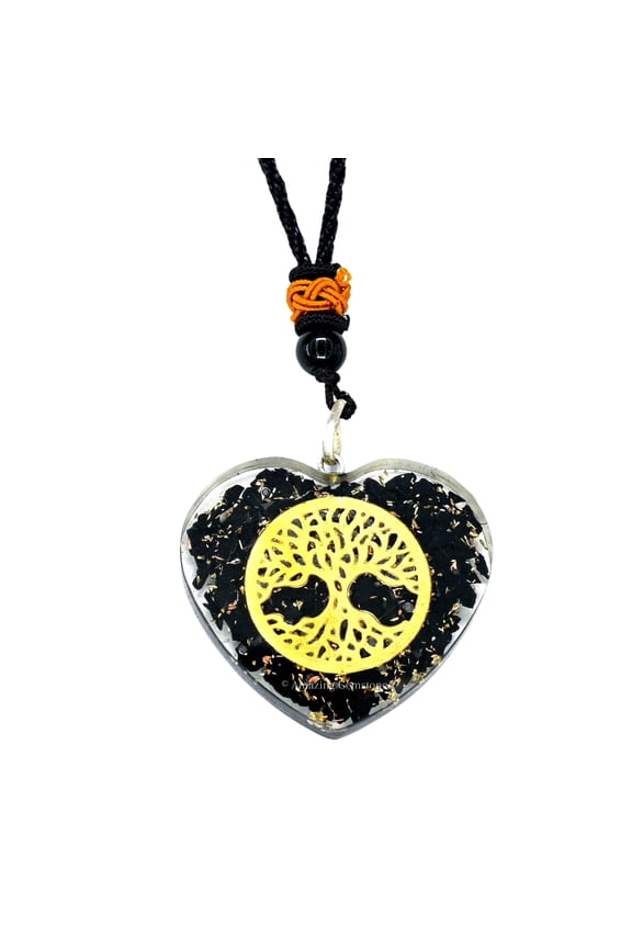 Tree of Life Shungite Orgone Pendant (Heart)