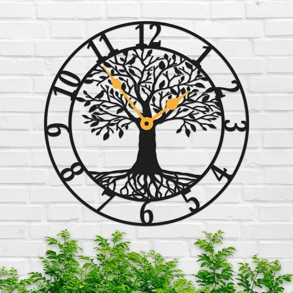 Tree of Life Silent Metal Large Wall Clock,Metal Sign Metal Wall Art,For Living Room Bedroom Wall Hanging Decor Metal Sign,Housewarming Gift