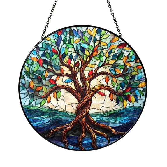 Tree of Life Stained Glass Suncatcher Wildlife Tree Window Hanging ...