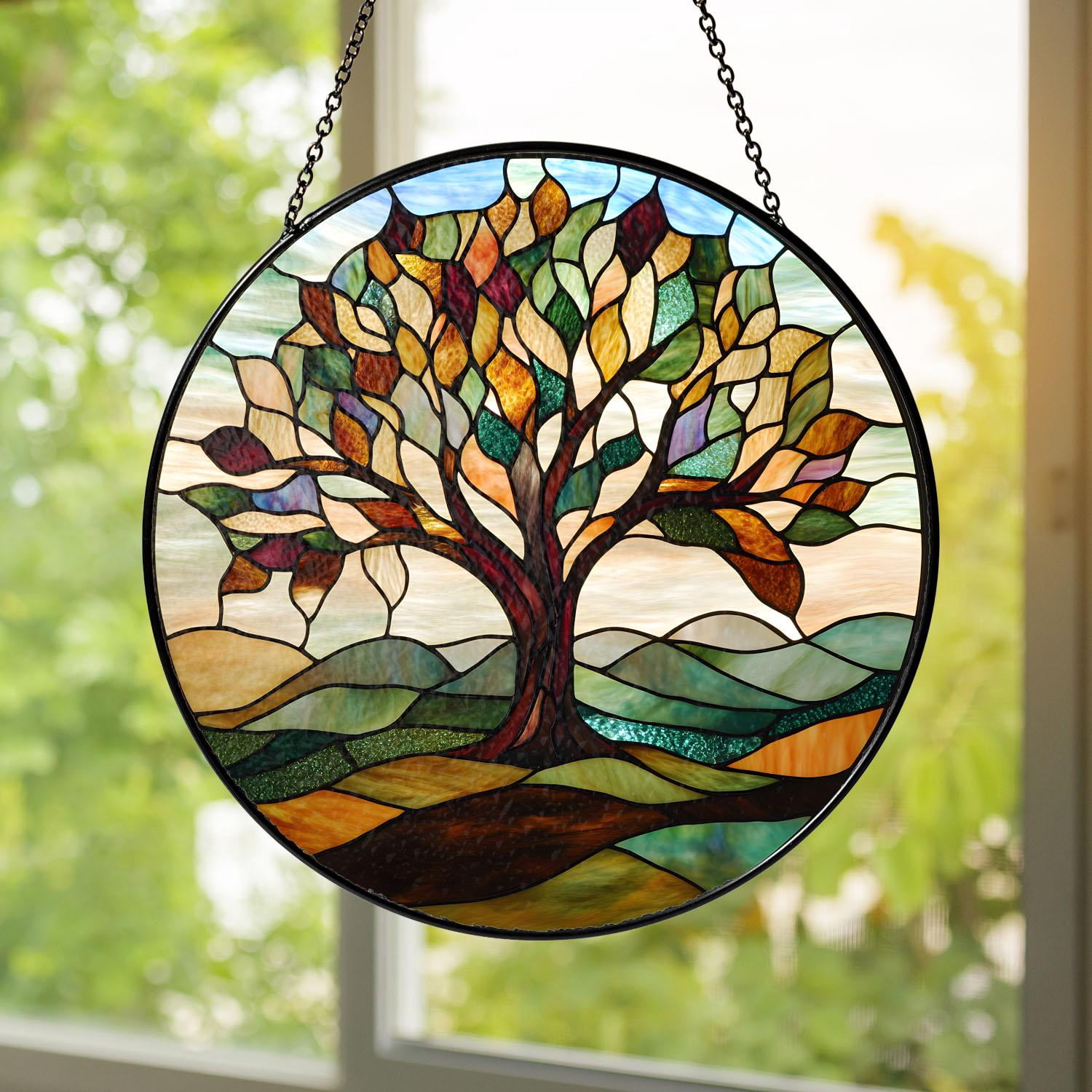 Tree of Life Stained Glass Suncatcher Window Hanging Nature Inspired ...