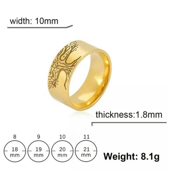 Tree of Life Stainless Steel Rings Engraving Finger Ring Vintage Male Jewelry