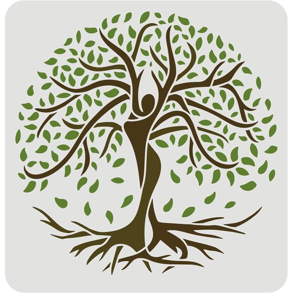 Tree of Life Stencils - 11.8x11.8 inch Tree in Human Shape Drawing Painting Stencils for Art Projects on Wood Floor Wall and Tile for diy