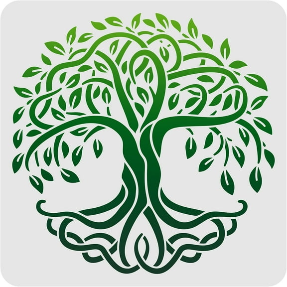 Tree of Life Stencils Tree Life Pattern Decoration Template 12x12 Inch Plastic Tree Drawing Painting Stencil Square Reusable Plant Stencil