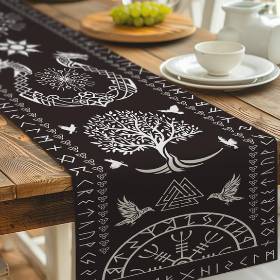 Tree of Life Table Runner 13x72inch Raven Birds Table Runner Farmhouse Kitchen Dining Table Decoration DIY