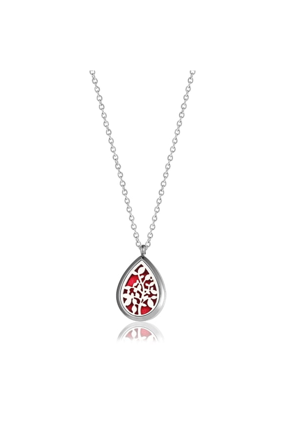 Tree of Life Teardrop Aromatherapy Necklace Oil Lockets Jewelry Essential Oil Diffuser Necklace with Gift Box