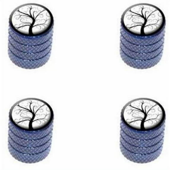 Tree of Life Tire Rim Wheel Aluminum Valve Stem Caps, Multiple Colors