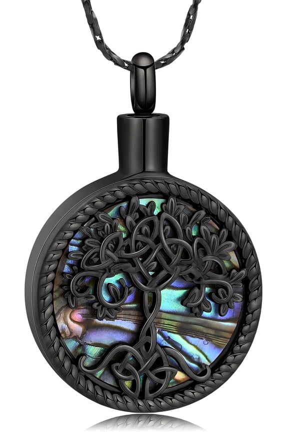 Tree of Life Urn Ashes Necklace for Women Men Cremation Jewelry Abalone shell Keepsake Memorial Jewelry of Loved One