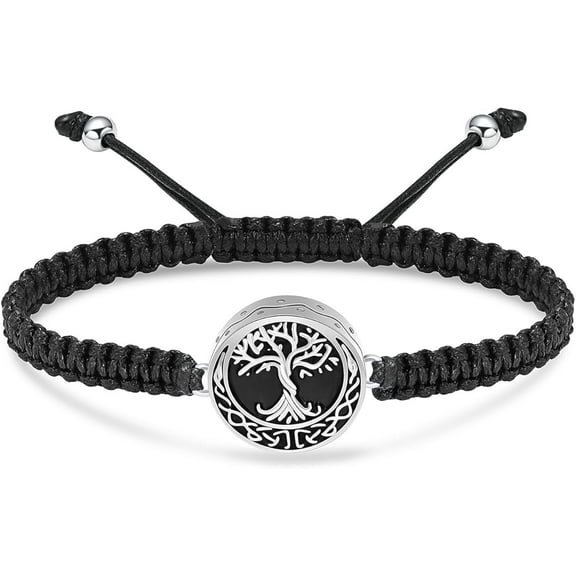 Tree of Life Urn Bracelet for Ashes Handmade Braided Rope Cremation Bracelet Ashes Holder Ashes Bracelet for Women Men