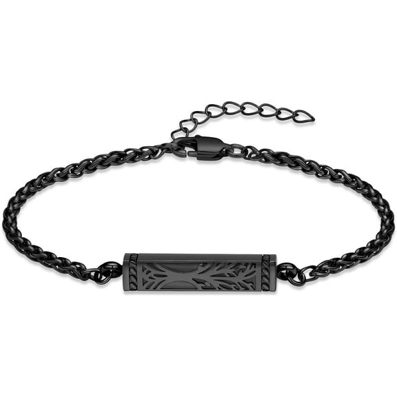 Tree of Life Urn Bracelet for Men Women Stainless Steel Cremation Jewelry for Ashes Keepsake Pendant Locket Ashes Bangle