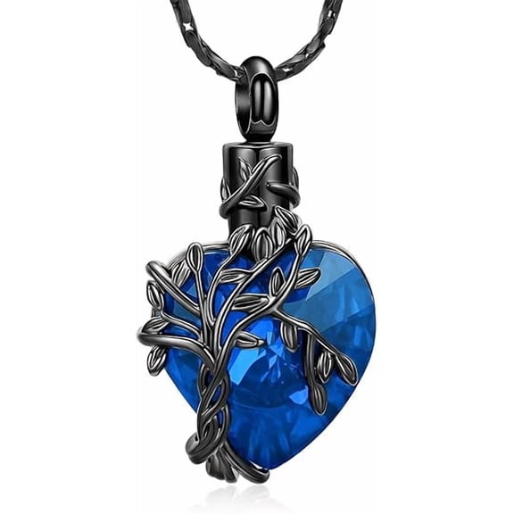 Tree of Life Urn Necklace for Ashes Birthstone Heart Urn Pendant for Human / Pet Ashes Keepsake Ashes Jewelry for Women Men