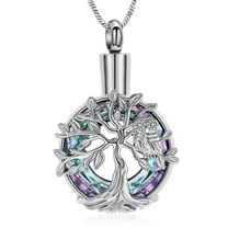 Tree of Life Urn Necklace for Ashes Cricle Cremation Jewelry Owl Urns Pendant Keepsake Funeral Urns Memorial Lockets for Women Men
