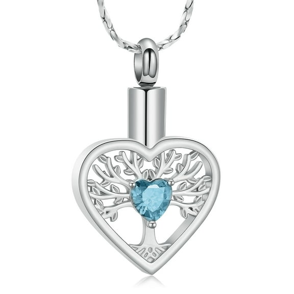 Tree of Life Urn Necklace for Ashes Family Tree Keepsake Cremation Pendant Heart Cremation Jewelr with Birthstone Memorial Urn Jewelry for Women
