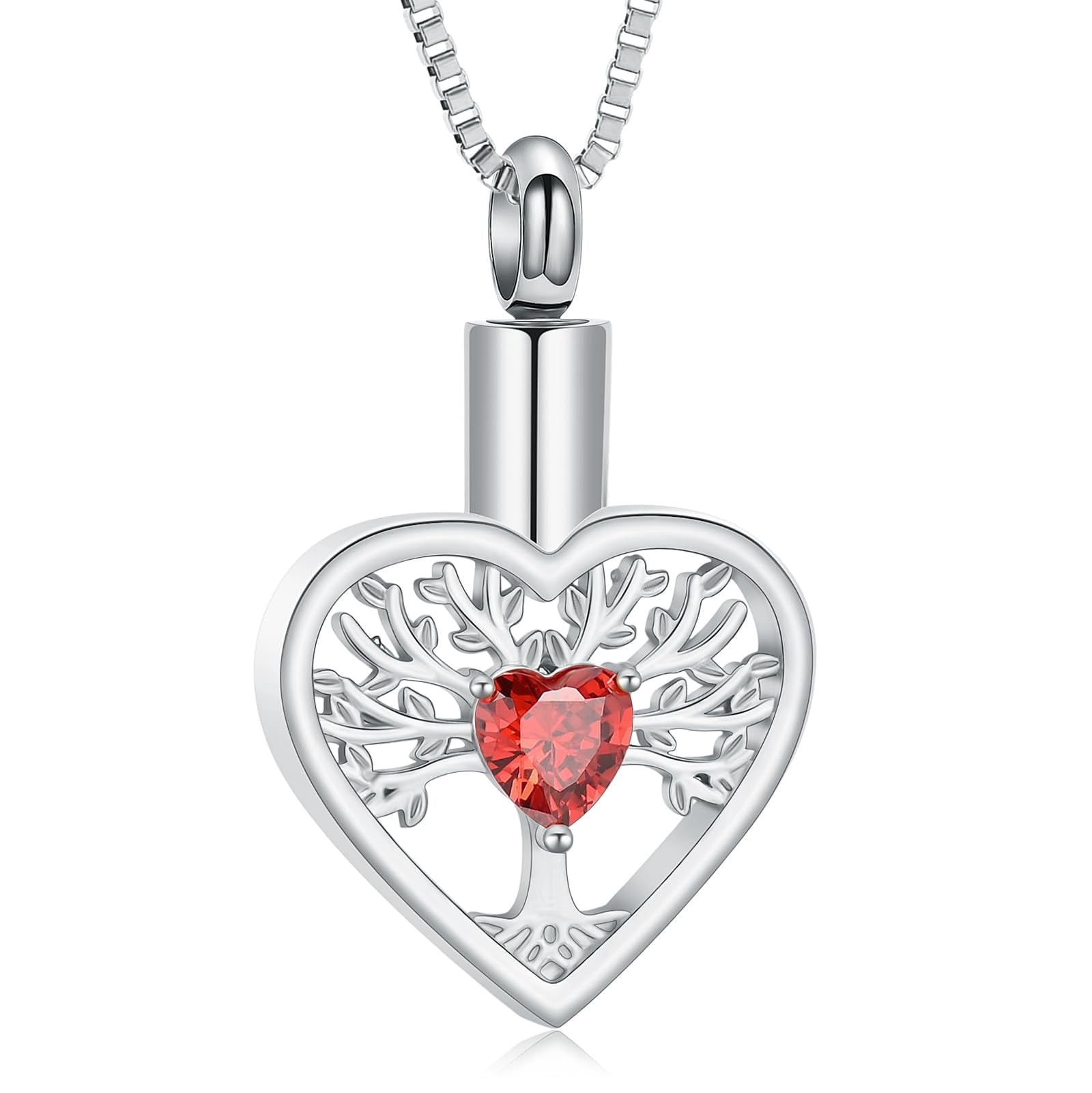 Tree of Life Urn Necklace for Ashes Heart Crystal Cremation Jewelry ...