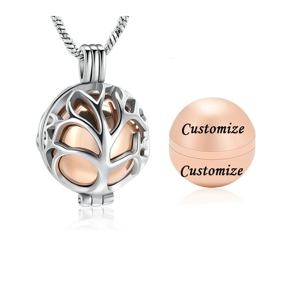 Tree of Life Urn Necklace for Ashes Hollow Circle Urn Cremation Jewelry Memorial Keepsake Jewelry Gifts for Women Men