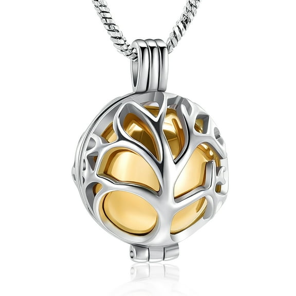 Tree of Life Urn Necklace for Ashes Hollow Circle Urn Cremation Jewelry Memorial Keepsake Jewelry Gifts for Women Men