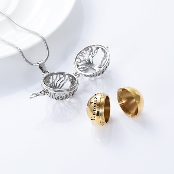 Tree of Life Urn Necklace for Ashes Hollow Circle Urn Cremation Jewelry Memorial Keepsake Jewelry W/Funnel Filler Gifts for Women Men