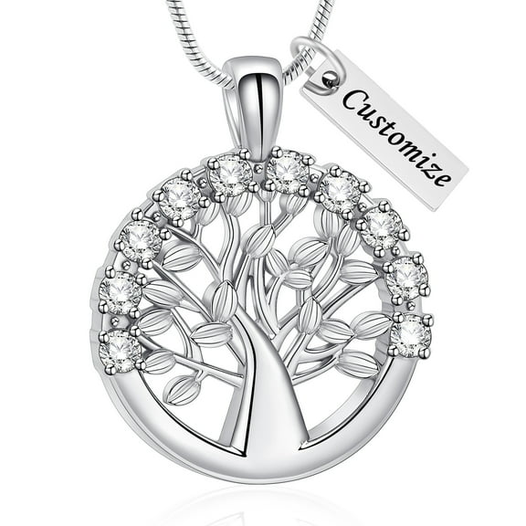 Tree of Life Urn Necklace for Women Mom Wife Stainless Steel Cremation Jewelry Memorial Keepsake Gift for Ash Holder