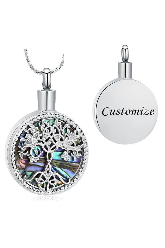 Tree of Life Urn Necklaces for Ashes Abalone Shell Tree of Life Cremation Jewelry for Ashes Memory Jewelry for Women Men