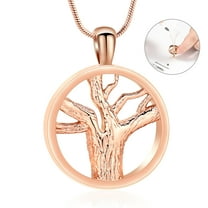 Tree of Life Urn Necklaces for Ashes Cremation Jewelry Stainless Steel Memorial Keepsake Jewelry with Funnel Filler for Women Men
