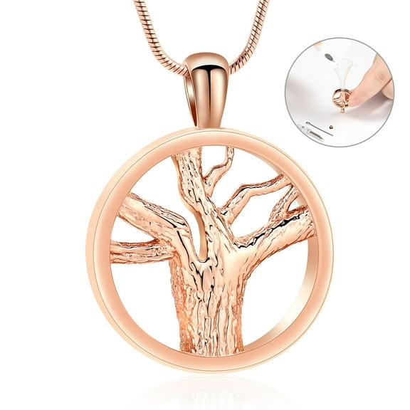 Tree of Life Urn Necklaces for Ashes Cremation Jewelry Stainless Steel Memorial Keepsake Jewelry with Funnel Filler for Women Men