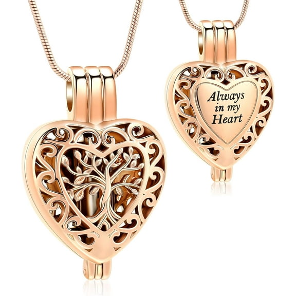 Tree of Life Urn Necklaces for Ashes Hollow Heart Cremation Jewelry Always in my Heart Keepsake Ashes Pendant for Loved One